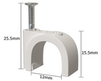 Warm Grid 12mm Round Cable Clips - Pack of 100